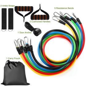 11Pcs Resistance Bands Set Fitness Workout Tubes Exercise Tube Bands Up To With Door Anchor Handles Ankle Straps For Physical Training Yoga Pilates